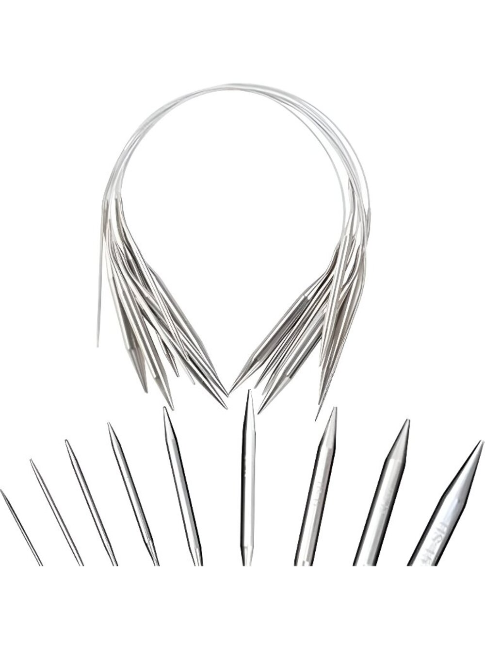9 Pieces Size Marked US 0-15 Circular Knitting Needles Stainless Steel Knitting